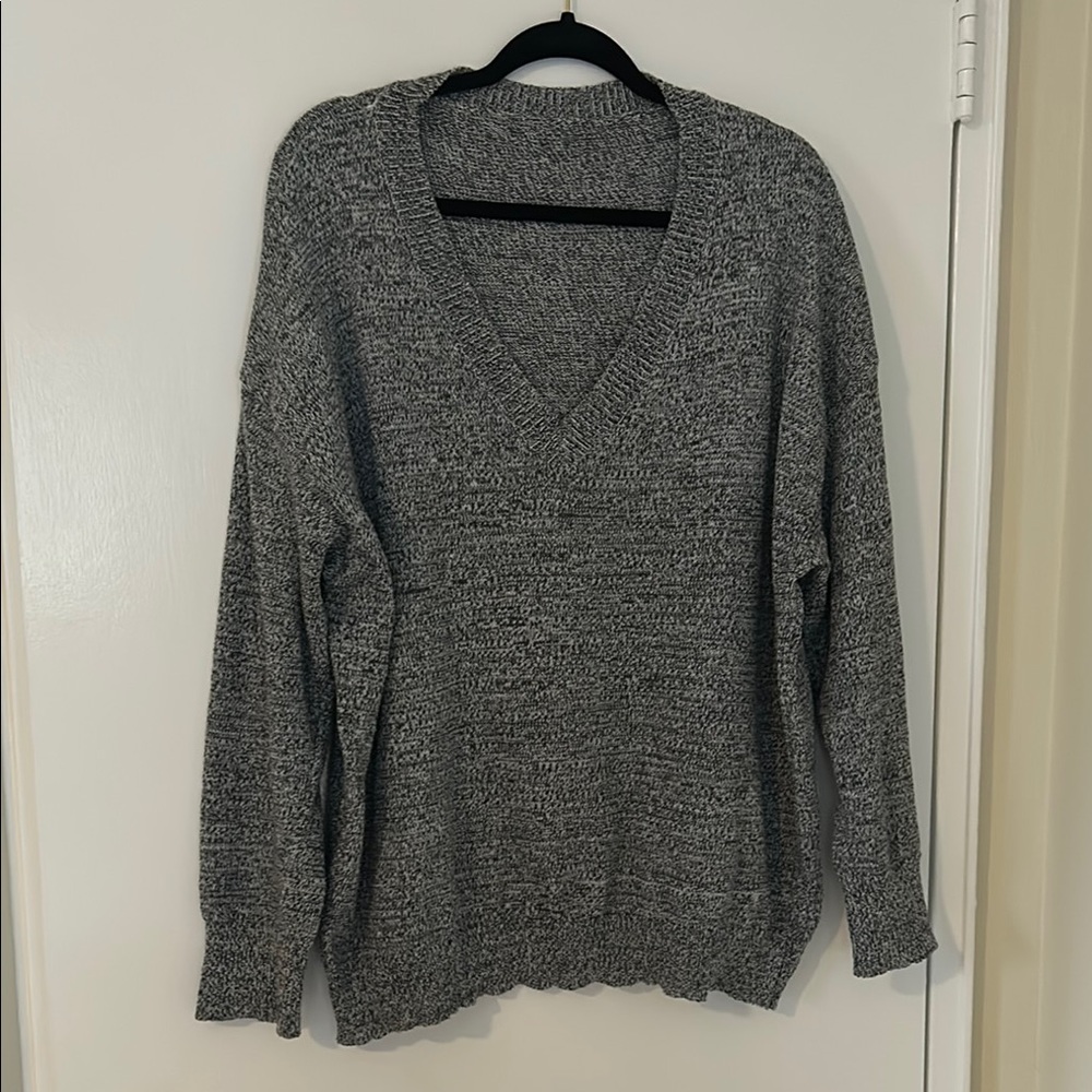 SHEIN Gray V-Neck Sweater for Women